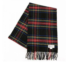 新品、未使用 在庫処分 Johnstons ジョンストンズ ストール マフラー ギフト WA000016 CASHMERE TARTANS SCARF 180×25cm カシミヤ BLACK STEWART