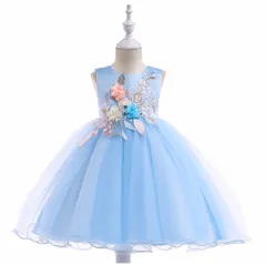 お花モチーフ　ふんわりチュールキッズドレス　発表会ドレス　お誕生日　結婚式