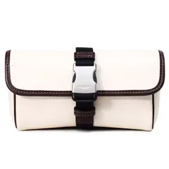 コーチ ポーチ COACH レザー レーサー スモール ドッグリーシュ付き スクエア フラップ ポーチ チャーク×メイプル CU238