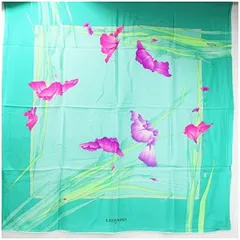 レオナール シルク スカーフ 未使用 ライトグリーン 花柄 中古 Aランク