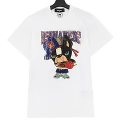 【美品】DSQUARED2 ディースクエアード 2024年 COOL FIT グラフィック プリント Tシャツ サイズM 白 ホワイト 国内正規品 47410