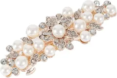 COMFORTIS バレッタ パール 髪飾り 髪留め クリップ フラワー 花 レディース(Gold)