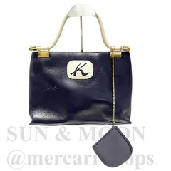 KITAMURA キタムラ レディースハンドバッグ Kロゴ ネイビー 紺 ホワイト ミニポーチ付き WT10-2