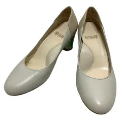 【美品】卑弥呼 (23) パンプス ラウンドトゥ チャンキーヒール バイカラー 本革 レザー 希少デザイン