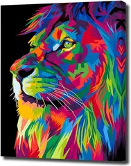 as known アートパネル ライオン 動物 W30cm H40cm アートフレーム 絵画 キャンバス 額付き ウォールアート ポップアート モダンアート 壁掛け インテリア 装飾(pop041D)