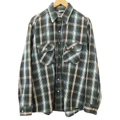 ファイブブラザー FIVE BROTHER 90s フランネル シャツ 長袖 USA製 チェック ネルシャツ L 緑 グリーン