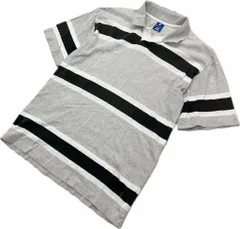 Champion ☆ グレー ブラック デザイン ライン ポロシャツ 半袖 M スポーツ ストリート アメカジ 古着 オールド 人気 チャンピオン■AE311