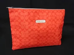 ■美品■ COACH コーチ ミニシグネチャー ナイロン マルチポーチ マルチケース 小物入れ レディース レッド系 DJ7594