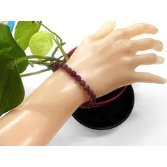 天然石 ルビー6.1mm～6.6mmカット玉ブレスレット 内周17.2cm 　　　240101553