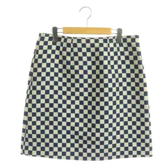 マークバイマークジェイコブス MARC by MARC JACOBS ブロックチェック 台形スカート 膝丈 10 青 アイボリー ブルー /NR ■OSのサムネイル