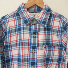 (^w^)b HOLLISTER ホリスター 長袖 シャツ 羽織り トップス ネルシャツ チェック 胸ポケット 刺繍 オシャレ 爽やか コットン 綿100% シンプル カジュアル ブルー 青 レッド ホワイト メンズ サイズS