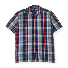 90a Polo Ralph Lauren ラルフローレン チェック 半袖 開襟シャツ XL/マルチ 大きいサイズ メンズ ビンテージ