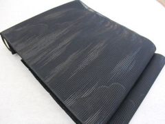 美品 正絹 夏帯 名古屋帯 夏物 絽 着物 351 黒 墨色 モノクロ シルバー 
