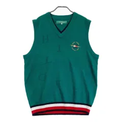 サイズ：XL TOMMY HILFIGER GOLF トミー ヒルフィガーゴルフ  Vネック ニットベスト チェック 総柄 グリーン系 [240101451514] ゴルフウェア メンズ ストスト