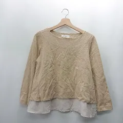 ◇ ⊇ green label relaxing グリーンレーベル リラクシング コットン系 長袖 ブラウス サイズM ベージュ レディース E  【1409240051909】