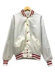 DeLONG (デロング) 90s USA製 古着 中綿 ナイロンスタジャン 裏キルティング ネブラスカ 刺繍入り L ホワイト メンズ/036のサムネイル