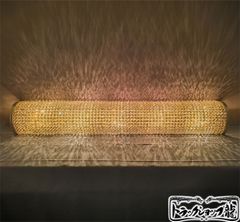 オリジナル 豪華！幅140cm 壁掛シャンデリア BA15S口金仕様 フルゴールドメッキ クリスタルビーズ 金華山 男の城 デコトラ サロンバス アートトラック レトロ  車内照明 C0625S