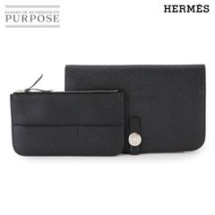美品 エルメス HERMES ドゴン GM 二つ折り 長財布 トゴ ブラック □O刻印 シルバー 金具 Dogon GM 90286619