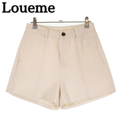 ★シンプルデザインでどんなコーデにも合わせやすい★ ルエム Loueme ハイウエストショートパンツ 【F フリーサイズ】