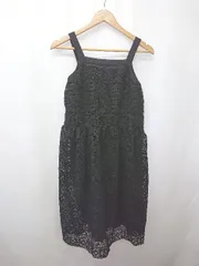 ◇ ⊂ NATURAL BEAUTY BASIC メッシュ 膝丈 キャミソール ワンピース サイズM ブラック レディース E  【1506180005594】