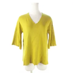 ブージュルード Bou Jeloud ニット セーター Vネック 五分袖 フレアスリーブ F 黄 からし /AO6