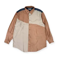 リネン混 SIMPLE LIFE 切替 デザイン 長袖シャツ LL/メンズ ビンテージ