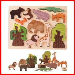 【人気商品】木製おもちゃ モンテッソーリ 動物学習 知育玩具 動物認知 積み木 誕生日 森と動物 ピックアップパズル クリスマス 型はめ 入園祝い はめ込みパズル 出産祝い 11点 動物パズル プレゼント おもちゃ 3歳 パズル 子供向け 木製パズル 形合わせ