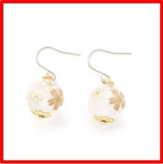 【送料無料 】 ［Barzaz(バルザス)］ ピアス 桜柄 ボール チタン フックピアス さくら 金属アレルギー クリア 半透明