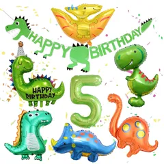 【新着商品】Birthday Happy ガーランド バルーン 付き バルーン 男性 数字 5歳 子供 セット ハッピーバースデー 飾り付け 装飾 風船 誕生日 デコレーション 恐竜 パーティーグッズ 男の子