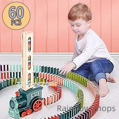 【新品未使用】おもちゃ 電車 ドミノトレイン ドミノカー 自動 ドミノ 列車 60個 知育玩具 自動ドミノ倒し ブロック 知育 教育玩具 学習玩具 tlcp199
