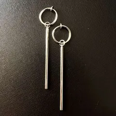 両耳イヤリング 【丸形スティックフープピアス】韓国スタイル フェイクピアス