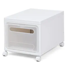 【迅速発送】アストロ 【使い方動画あり】 収納ボックス ホワイト キャスター付き 収納ケース 積み重ねできる 前からも取り出せる 折りたたみ コンテナ ルームケース 衣装ケース 310-30