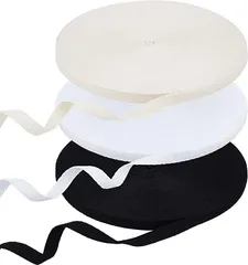 WADORN 3色 リボンテープ 長さ50m 幅10mm 綿 綾テープ ヘリンボーンリボン ラッピングリボン 手芸 服飾( 黒、白、ベージ)