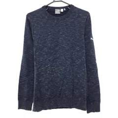 プーマ セーター 杢ネイビー ニット ロゴ刺しゅう  メンズ US-M ゴルフウェア PUMA