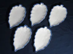 染付葉形向付　5客　（古染付様式）