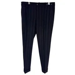 【美品✨】ポロラルフローレン 麻混 サイドアジャスター パンツ ストライプ 紺 美品✨】ポロラルフローレン 麻混 サイドアジャスター パンツ