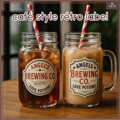 【10枚セット】レトロステッカー　ANGEL’S　カフェ風ラベル　大きめ　ヴィンテージ　シール　光沢紙　英字　おしゃれ　雑貨　ボトルにも映える　店舗　パッケージ　コラージュ素材　おすそ分け　ジャンクジャーナル　ラッピング　高見え　個性派　存在感　623C1