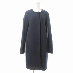 ジェイクルー J.CREW ノーカラーコート ジャケット ロング ウール 紺 ネイビー 0927のサムネイル