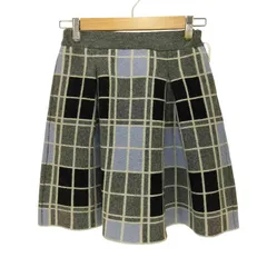 ランバンオンブルー LANVIN en Bleu カシミヤ混 ジャガードチェックスカート レディース FR：38-40 のサムネイル
