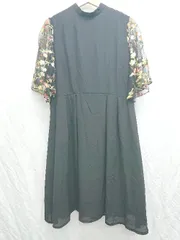 ◇ merlot plus メルロープリュス 五分袖 膝下丈 ワンピース 表記なし ブラック レディース P  【1407260026891】のサムネイル