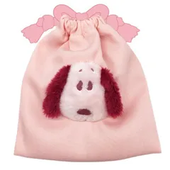  スヌーピー ボアフェイス　巾着　S ピーナッツ ピンク 