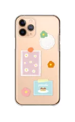 iPhone12 Pro Max ケース カバー アイフォン12 プロマックス スマホケース ハードケース ステッカー シール デコ ポップ カラフル くま 花柄 おしゃれ かわいい 透明 カラー09