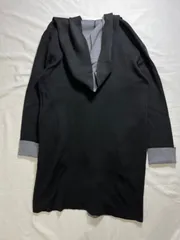 【213037】PLST プラステ  ニット ロング　ラップカーディガン　フード付き　コート　Mサイズ  ・ ブラック/グレー