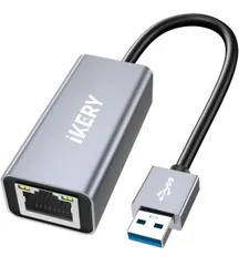 IKERY 有線LANアダプター usb-A イーサネットアダプター Type-A lan 変換アダプタ1000Mbps 高速 RJ45 ギガビット LAN ケーブル 変換コネクタ MacBook, iPad Pro, iMacなどに対応