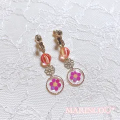 レジン 花玉イヤリング(NO.586)