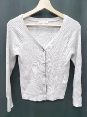 ◇ PROPORTION BODY DRESSING ビジュー リブニット 長袖 カーディガン サイズ3 ベージュ系 レディース P  【1408200048744】