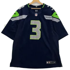 NFL×NIKE SEAHAWKS WILSON 3 アメフト ゲームシャツ Vネック 半袖シャツ Tシャツ フロントプリント バック プリント GUATEMALA製 XXLサイズ ネイビー