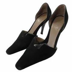 グッチ GUCCI パンプス ハイヒール スエード ポインテッドトゥ 黒 ブラック シューズ 36 1/2 約23.5cm 0411 ■023