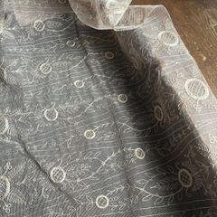 フランスアンティーク　モーヴピンク　チュール刺繍レース生地