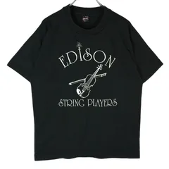 90sUSA製フルーツオブザルームFruit of The Loom BEST半袖Tシャツ楽器バイオリン音楽ジャズ黒ブラックフェード白ホワイト袖シングルステッチvintageヴィンテージ40313